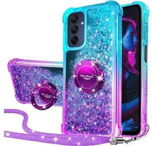 Silverback for Galaxy A15 5G Phone Case, Moving Liquid Holographic Sparkle Glitter Case with Kickstand, Girls Women Bling Diamond Ring Slim Protective Case for Samsung Galaxy A15 5G - Purple Silverback for Galaxy A15 5G Phone Case, Moving Liquid Holographic Sparkle Glitter Case with Kickstand, Girls Women Bling Diamond Ring Slim Protective Case for Samsung Galaxy A15 5G - Purple