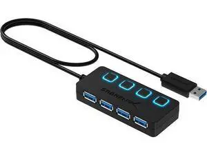 USB HUB, 4-Port USB 3.0 Hub with Individual Power Switches, LED Indicators Each Port , USB HUB Transfer Speeds up to 5Gbps, Compatible USB 2.0 / 1.1,Plug & Play and Hot Swappable USB HUB, 4-Port USB 3.0 Hub with Individual Power Switches, LED Indicators Each Port , USB HUB Transfer Speeds up to 5Gbps, Compatible USB 2.0 / 1.1,Plug & Play and Hot Swappable