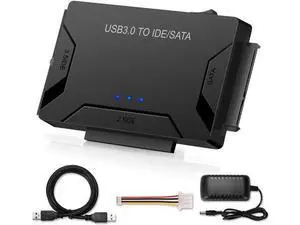 USB IDE/SATA Adapter, USB 3.0 to SATA IDE Hard Drive Cable Adapter Converter for 2.5" 3.5" IDE External SATA HDD SSD Hard Drives Disks with 12V 2A Power Adapter USB IDE/SATA Adapter, USB 3.0 to SATA IDE Hard Drive Cable Adapter Converter for 2.5" 3.5" IDE External SATA HDD SSD Hard Drives Disks with 12V 2A Power Adapter