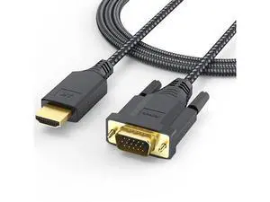 HDMI to VGA Cable 6ft Male to Male Active Adapter Cord Gold-Plated Connector Converter Connect Laptop Desktop to Monitor Projector HDTV HDMI to VGA Cable 6ft Male to Male Active Adapter Cord Gold-Plated Connector Converter Connect Laptop Desktop to Monitor Projector HDTV