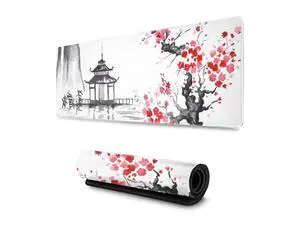 Black and White Japanese Sumi-E Painting Cherry Blossom Temple Art Gaming Mouse Pad XL Extended Large Mouse Mat Desk Pad Stitched Edges Mousepad Long Non-Slip Rubber Base Mice Pad 31.5 X 11.8 Inch Black and White Japanese Sumi-E Painting Cherry Blossom Temple Art Gaming Mouse Pad XL Extended Large Mouse Mat Desk Pad Stitched Edges Mousepad Long Non-Slip Rubber Base Mice Pad 31.5 X 11.8 Inch