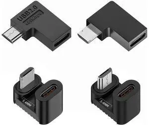 90/360 Degree Angled USB-C to Micro USB Adapter 4 Pack USB2.0 Type C Female to Micro USB Male Power Data Adapter(Right & Left &Up & Down) for Phone Tablet 90/360 Degree Angled USB-C to Micro USB Adapter 4 Pack USB2.0 Type C Female to Micro USB Male Power Data Adapter(Right & Left &Up & Down) for Phone Tablet