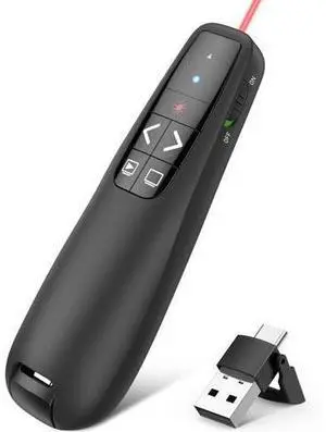Wireless Presenter Remote Presentation Clicker 2-in 1 USB Type C Clicker for PowerPoint Presentations Pointer Slide Advancer for Mac Laptop PC Computer Keynote Wireless Presenter Remote Presentation Clicker 2-in 1 USB Type C Clicker for PowerPoint Presentations Pointer Slide Advancer for Mac Laptop PC Computer Keynote
