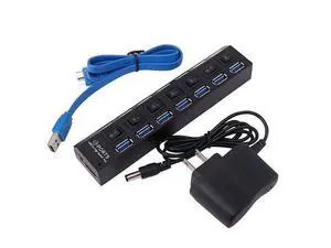 USB 3.0 Hub High Speed 7 Port USB3.0 Hub with EU/US Power Adapter Multi USB Splitter On/Off Switch for MacBook Laptop PC USB 3.0 Hub High Speed 7 Port USB3.0 Hub with EU/US Power Adapter Multi USB Splitter On/Off Switch for MacBook Laptop PC