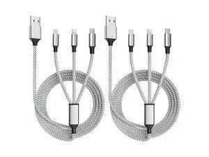 Multi Charging Cable (2 Pack 4FT) Multi USB Charger Cable 3 in 1 Charging Cable Nylon Braided Fast Charging Cord with Type-C Micro USB Lightning IP Port for Most Phones/iPads/iPhones/Tablets Multi Charging Cable (2 Pack 4FT) Multi USB Charger Cable 3 in 1 Charging Cable Nylon Braided Fast Charging Cord with Type-C Micro USB Lightning IP Port for Most Phones/iPads/iPhones/Tablets