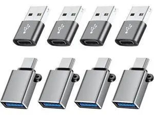 USB Type C Adapter 8 Pack USB to USB C Adapter USBC Type A Male Female OTG Converter Adaptor Charger Cable Connector for iPhone 15 14 13 MacBook Pro iPad iMac Grey USB Type C Adapter 8 Pack USB to USB C Adapter USBC Type A Male Female OTG Converter Adaptor Charger Cable Connector for iPhone 15 14 13 MacBook Pro iPad iMac Grey