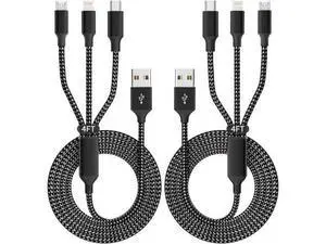 Multi Charging Cable(2Pack 4FT) 3 in 1 Charger Cable Nylon Braided Multiple USB Cable Universal Charging Cord with Type-C Micro USB and IP Port for Cell Phones and More Multi Charging Cable(2Pack 4FT) 3 in 1 Charger Cable Nylon Braided Multiple USB Cable Universal Charging Cord with Type-C Micro USB and IP Port for Cell Phones and More