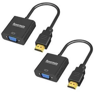 HDMI to VGA Adapter Gold-Plated HDMI Male to VGA Female Adapter for Computer Desktop Laptop PC Monitor Projector HDTV Chromebook Raspberry Pi Roku Xbox and More (2) HDMI to VGA Adapter Gold-Plated HDMI Male to VGA Female Adapter for Computer Desktop Laptop PC Monitor Projector HDTV Chromebook Raspberry Pi Roku Xbox and More (2)