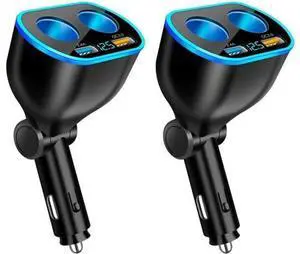 4 Port Cigarette Lighter Splitter 2.4A&QC3.0 Super Fast Car Charger with Dual Cigarette Lighter Plug with LED Voltmeter Compatible with Mobile Cell Phone Dash Cam GPS (QC+2.4A) 2Pcs 4 Port Cigarette Lighter Splitter 2.4A&QC3.0 Super Fast Car Charger with Dual Cigarette Lighter Plug with LED Voltmeter Compatible with Mobile Cell Phone Dash Cam GPS (QC+2.4A) 2Pcs