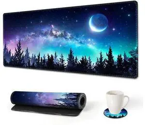Extended Gaming Mouse Pad XL Large Keyboard Mouse Mat Desk Pad with Stitched Edges Durable Non-Slip Base Mousepad for Home Office Work 35x15.7inch Forest Moon Sky Extended Gaming Mouse Pad XL Large Keyboard Mouse Mat Desk Pad with Stitched Edges Durable Non-Slip Base Mousepad for Home Office Work 35x15.7inch Forest Moon Sky