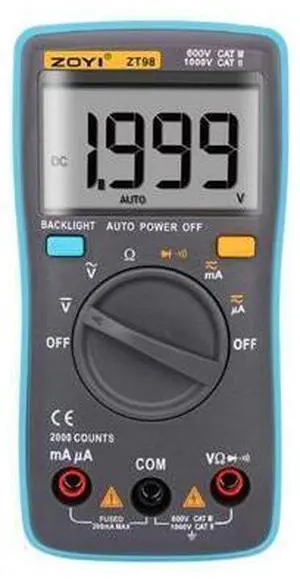 ZT98 Digital Multimeter 2000 counts Backlight AC/DC Ammeter Voltmeter Ohm Portable Meter multimetro ZT98 Digital Multimeter 2000 counts Backlight AC/DC Ammeter Voltmeter Ohm Portable Meter multimetro