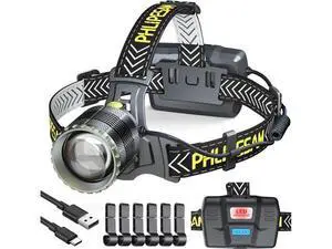 150000LM 50W Headlamp & 60H Standby Battery Time Head lamp with Motion Sensor Zoomable Function 90Angle Adjustable Head Light & Widened Headband for Hiking Hunting Camping Hardhat 150000LM 50W Headlamp & 60H Standby Battery Time Head lamp with Motion Sensor Zoomable Function 90Angle Adjustable Head Light & Widened Headband for Hiking Hunting Camping Hardhat
