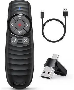 Presentation Clicker Wireless 2-in-1 USB/Type C Rechargeable Presenter Remote Control for PowerPoint PPT Clicker Red Laser Pointer Slide Advancer RF2.4GHz (Red Light USB C Rechargeable) Presentation Clicker Wireless 2-in-1 USB/Type C Rechargeable Presenter Remote Control for PowerPoint PPT Clicker Red Laser Pointer Slide Advancer RF2.4GHz (Red Light USB C Rechargeable)