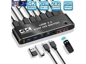 2 Port HDMI KVM Switch 2 Monitors 2 Computers 4K @60Hz, Dual Monitor HDMI KVM Switch, USB 3.0 KVM Switch 2 in 2 Out with USB Cables, Support USB 3.0, HDCP2.2, Hotkey,Extended And Mirror Display 2 Port HDMI KVM Switch 2 Monitors 2 Computers 4K @60Hz, Dual Monitor HDMI KVM Switch, USB 3.0 KVM Switch 2 in 2 Out with USB Cables, Support USB 3.0, HDCP2.2, Hotkey,Extended And Mirror Display