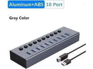 Powered USB Hub 3.0,Aluminum 10-Port USB Data Hub Splitter with 10 Data HUB and Charging Port and Individual On/Off Switches and 5V/4A Power Adapter USB Extension for MacBook, Mac Pro/Mini and More. Powered USB Hub 3.0,Aluminum 10-Port USB Data Hub Splitter with 10 Data HUB and Charging Port and Individual On/Off Switches and 5V/4A Power Adapter USB Extension for MacBook, Mac Pro/Mini and More.