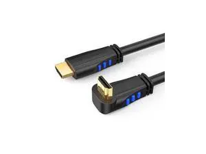4K HDMI Cable Right Angle 270 Degree Upward - Supports 4K@60HZ Ultra HD for Gaming, Streaming, Movies, Male to Male, 6ft Black 4K HDMI Cable Right Angle 270 Degree Upward - Supports 4K@60HZ Ultra HD for Gaming, Streaming, Movies, Male to Male, 6ft Black