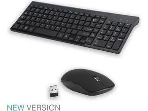 Wireless Mute Keyboard and Mouse Combo,for Computer, Laptop, PC, Desktop, Notebook, Windows 7, 8, 10-(Black) Wireless Mute Keyboard and Mouse Combo,for Computer, Laptop, PC, Desktop, Notebook, Windows 7, 8, 10-(Black)