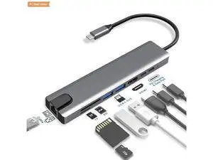 8 in 1 USB-C Hub Adapter Type-C Kabel naar 4K 60hz Converter Ethernet 3.0 USB C 8 IN 1 Hub USB Charging Station Docking 8 in 1 USB-C Hub Adapter Type-C Kabel naar 4K 60hz Converter Ethernet 3.0 USB C 8 IN 1 Hub USB Charging Station Docking