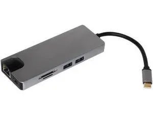 8 in 1 USB HUB Type-C to RJ45 Lan HDMI VGA Adapter Aluminum Slloy USB 3.0 HUB Card Reader Converter Cable for Macbook MateBook 8 in 1 USB HUB Type-C to RJ45 Lan HDMI VGA Adapter Aluminum Slloy USB 3.0 HUB Card Reader Converter Cable for Macbook MateBook
