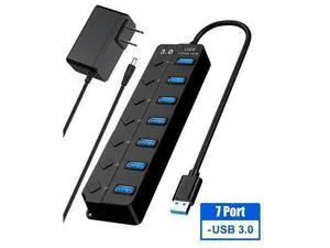 USB Hub 3.0 Splitter,7 Port USB Data Hub with Individual On/Off Switches and Lights for Laptop, PC, Computer, Mobile HDD, Flash Drive and More USB Hub 3.0 Splitter,7 Port USB Data Hub with Individual On/Off Switches and Lights for Laptop, PC, Computer, Mobile HDD, Flash Drive and More