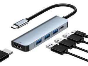 XJYLCPC 5 in 1 USB C Hub with HDMI 4K30hz, Portable USBC Hub Multiport Adapter, 3*USB3.0, 100W Power Delivery for MacOS & Windows, Compact Size XJYLCPC 5 in 1 USB C Hub with HDMI 4K30hz, Portable USBC Hub Multiport Adapter, 3*USB3.0, 100W Power Delivery for MacOS & Windows, Compact Size