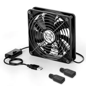 ELUTENG 120mm USB Computer Fan, 5V PC Cooling Fan with 3 Adjustable Speeds & DC to USB Adapter, Metal Grill Fan for Laptop, PS5/PS4, TV Box, Router, AV Cabinet & Projector, Black ELUTENG 120mm USB Computer Fan, 5V PC Cooling Fan with 3 Adjustable Speeds & DC to USB Adapter, Metal Grill Fan for Laptop, PS5/PS4, TV Box, Router, AV Cabinet & Projector, Black