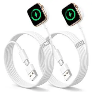 ELUTENG Watch Charger Compatible for Apple Watch 2 Pack Magnetic Charging Cable with USB Adapter USB C Portable Charging Cable 6.56ft Compatible with Apple Watch Series 9 8 7 6 5 4 3 2 1 SE Ultra ELUTENG Watch Charger Compatible for Apple Watch 2 Pack Magnetic Charging Cable with USB Adapter USB C Portable Charging Cable 6.56ft Compatible with Apple Watch Series 9 8 7 6 5 4 3 2 1 SE Ultra