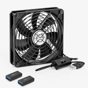 ELUTENG 120mm USB PC Fan 5V with 3 Adjustable Speeds, Portable USB Computer Fan High Airflow Electronic Cooling Lüfter with USB Feamle to USBC Female Adapter for Laptop/TV Box/AV Cabinet/PS5/Router ELUTENG 120mm USB PC Fan 5V with 3 Adjustable Speeds, Portable USB Computer Fan High Airflow Electronic Cooling Lüfter with USB Feamle to USBC Female Adapter for Laptop/TV Box/AV Cabinet/PS5/Router