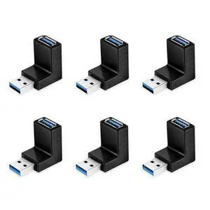 ELUTENG 90 Degree USB 3.0 Adapter 6 Pack - Right Angle Male to Female Up/Down/Left/Right Connector - L Shaped Extension for PC, Laptop, Charger and More ELUTENG 90 Degree USB 3.0 Adapter 6 Pack - Right Angle Male to Female Up/Down/Left/Right Connector - L Shaped Extension for PC, Laptop, Charger and More