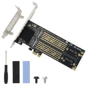 ELUTENG Dual M.2 NVMe to PCIe Adapter with Heat Sink - M-Key B&M Key 2230/2242/2260/2280 SSD NVMe PCIe Card - Low Profile Bracket - Supports PCI-Express X1/X4/X8/X16 Slots ELUTENG Dual M.2 NVMe to PCIe Adapter with Heat Sink - M-Key B&M Key 2230/2242/2260/2280 SSD NVMe PCIe Card - Low Profile Bracket - Supports PCI-Express X1/X4/X8/X16 Slots