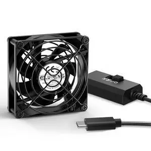 ELUTENG USB-C Powered Fan 80mm Double Sided Metal Gril USB C Fans with 3 Adjustable Speeds Silent Hydraulic Computer Cabinet Cooling 8cm for Router, Receiver, TV Box, DVR, Xbox, PS6, Cabinet ELUTENG USB-C Powered Fan 80mm Double Sided Metal Gril USB C Fans with 3 Adjustable Speeds Silent Hydraulic Computer Cabinet Cooling 8cm for Router, Receiver, TV Box, DVR, Xbox, PS6, Cabinet