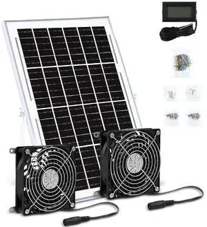 ELUTENG Solar Powered Fan 5 Inch 15W Max 3000 RPM Waterproof Dual Solar Exhaust Fans with 10ft DC Cable and Installation Kits Chicken Coop Ventilator for Greenhouse, Shed, Pet House, Outdoors ELUTENG Solar Powered Fan 5 Inch 15W Max 3000 RPM Waterproof Dual Solar Exhaust Fans with 10ft DC Cable and Installation Kits Chicken Coop Ventilator for Greenhouse, Shed, Pet House, Outdoors