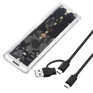 ELUTENG Transparent M.2 NVMe SSD Enclosure with Colorful LED Lights, 10Gbps M2 SSD Enclosure Tool-Free NVMe to USB Adapter External Enclosure for M-Key SSD 2230 2242 2260 2280 Sizes Support UASP Trim ELUTENG Transparent M.2 NVMe SSD Enclosure with Colorful LED Lights, 10Gbps M2 SSD Enclosure Tool-Free NVMe to USB Adapter External Enclosure for M-Key SSD 2230 2242 2260 2280 Sizes Support UASP Trim