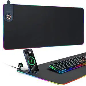 ELUTENG Mouse Pad with Phone Holder 4in1 Wireless Charging Desk Mat RGB Ultra-Smooth Gaming Mousepad Waterproof Home Office Large Desk Pad 31.5"x11.81" Large Desk Pad Non-Slip Base Keyboard Pad ELUTENG Mouse Pad with Phone Holder 4in1 Wireless Charging Desk Mat RGB Ultra-Smooth Gaming Mousepad Waterproof Home Office Large Desk Pad 31.5"x11.81" Large Desk Pad Non-Slip Base Keyboard Pad