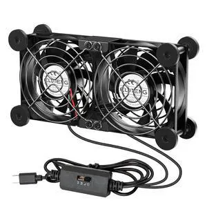 ELUTENG USB-C Fans 80mm Dual with 8 Mats | USBC Computer Fan, 5V Quiet, 3 Speed Controller, For Router, Receiver, TV Box, DVR, Xbox, PS6, Cabinet ELUTENG USB-C Fans 80mm Dual with 8 Mats | USBC Computer Fan, 5V Quiet, 3 Speed Controller, For Router, Receiver, TV Box, DVR, Xbox, PS6, Cabinet