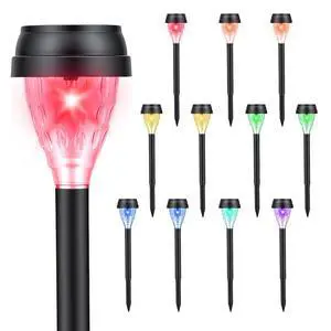 ELUTENG 12 Pack Solar Pathway Lights Outdoor Color Changing Waterproof Decorative Sun Powered Yard Light Cozy Glow Auto On Off Solar Garden Lights for Yard Landscape, Pathway, Lawn, Outside Deco ELUTENG 12 Pack Solar Pathway Lights Outdoor Color Changing Waterproof Decorative Sun Powered Yard Light Cozy Glow Auto On Off Solar Garden Lights for Yard Landscape, Pathway, Lawn, Outside Deco