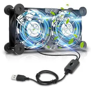 ELUTENG 80mm Dual Cooling Fan with Temperature Controller | Quiet USB Blower, 3 Adjustable High Speed Max 2750RPM, USB Port Heatsink Ventilator, 8 Silicone Pads ELUTENG 80mm Dual Cooling Fan with Temperature Controller | Quiet USB Blower, 3 Adjustable High Speed Max 2750RPM, USB Port Heatsink Ventilator, 8 Silicone Pads