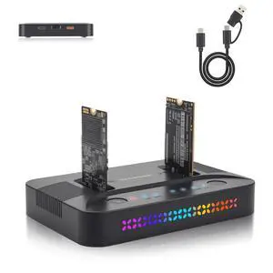 ELUTENG Dual-Bay Dual-Protocol Hard Disk Copy/Clone Type-C Mobile Hard Disk Base Tool-Free 10Gbps Speed USB 3.1 Includes 9210CDP Chip with 2-in-1 Wire ELUTENG Dual-Bay Dual-Protocol Hard Disk Copy/Clone Type-C Mobile Hard Disk Base Tool-Free 10Gbps Speed USB 3.1 Includes 9210CDP Chip with 2-in-1 Wire