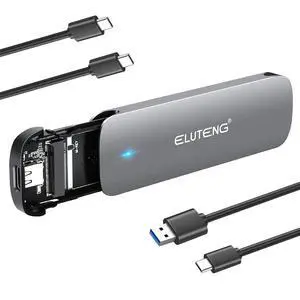 ELUTENG M.2 NVMe SATA SSD Enclosure, USB 3.2 Gen 2 10Gbps,M2 SSDs Reader Adapter Tool-Free Dual Protocol M-Key/B+M Key External Adapter, Aluminum Case ELUTENG M.2 NVMe SATA SSD Enclosure, USB 3.2 Gen 2 10Gbps,M2 SSDs Reader Adapter Tool-Free Dual Protocol M-Key/B+M Key External Adapter, Aluminum Case