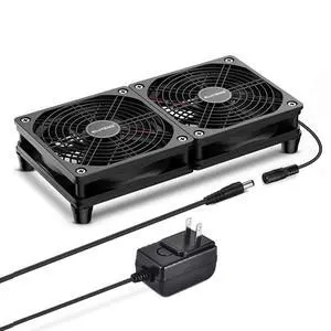 ELUTENG Dual DC 120mm Case Fan with Power Adapter, Powerful 12V Ventilator Fan for Laptop Receiver DVR Playstation Xbox Desk Computer Cabinet Cooling ELUTENG Dual DC 120mm Case Fan with Power Adapter, Powerful 12V Ventilator Fan for Laptop Receiver DVR Playstation Xbox Desk Computer Cabinet Cooling