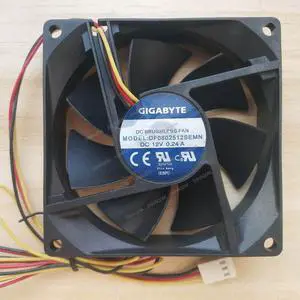 Compatible for GIGABYTE DF0802512SEMN 12V 0.24A 8025 80x80x25mm 3-Wire Cooling Fan Compatible for GIGABYTE DF0802512SEMN 12V 0.24A 8025 80x80x25mm 3-Wire Cooling Fan