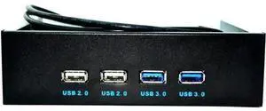 5.25 Inch PC Case Front Panel 4-Port USB Hub, 2 USB3.0 + 2 USB2.0 with 2.6FT Extension Cable to Motherboard USB Header 5.25 Inch PC Case Front Panel 4-Port USB Hub, 2 USB3.0 + 2 USB2.0 with 2.6FT Extension Cable to Motherboard USB Header