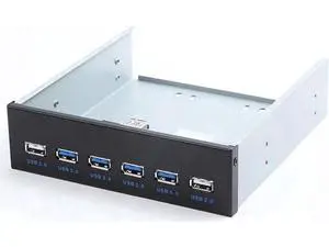 5.25 Inch PC Case Front Panel 6-Port USB Hub, 4 USB3.0 + 2 USB2.0 with 2.6FT Cable for Motherboard Internal USB Header Connection 5.25 Inch PC Case Front Panel 6-Port USB Hub, 4 USB3.0 + 2 USB2.0 with 2.6FT Cable for Motherboard Internal USB Header Connection