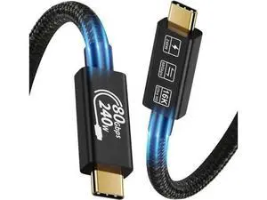 1.6FT USB4 & Thunderbolt 5 Cable, USB C to USB C, 80Gbps, 240W PD, 16K@60Hz Video for MacBook Pro/Air, Samsung S22, eGPU, Docking & GaN Charger 1.6FT USB4 & Thunderbolt 5 Cable, USB C to USB C, 80Gbps, 240W PD, 16K@60Hz Video for MacBook Pro/Air, Samsung S22, eGPU, Docking & GaN Charger