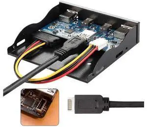 3.5 Inch Floppy Bay Front Panel Hub, Motherboard USB 3.1 Header Splitter Cable with USB-C + 3 USB3.0 Ports for Desktop PC Chassis Upgrade 3.5 Inch Floppy Bay Front Panel Hub, Motherboard USB 3.1 Header Splitter Cable with USB-C + 3 USB3.0 Ports for Desktop PC Chassis Upgrade