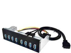 8 Port USB 3.0 Front Panel Hub, 5.25 Inch Bay Internal Splitter for Desktop Computer Case USB Expansion 8 Port USB 3.0 Front Panel Hub, 5.25 Inch Bay Internal Splitter for Desktop Computer Case USB Expansion