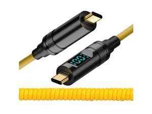 180CM Coiled USB4 Cable with Smart LED Display, Type-C Male to Male, 20Gbps, 100W Charging, 8K Video for Laptop, Drive, Phone 180CM Coiled USB4 Cable with Smart LED Display, Type-C Male to Male, 20Gbps, 100W Charging, 8K Video for Laptop, Drive, Phone