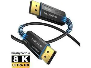 3.3FT Fiber Optic DisplayPort Cable, High Speed Optical DP to DP Cord 32.4Gbps Bandwidth Supports 8K@60Hz 4K@144Hz for Gaming Monitor PC Laptop 3.3FT Fiber Optic DisplayPort Cable, High Speed Optical DP to DP Cord 32.4Gbps Bandwidth Supports 8K@60Hz 4K@144Hz for Gaming Monitor PC Laptop