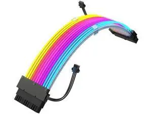 24 Pin ARGB PSU Extension Cable, Fiber Optic Ribbon with 24 LED Beads, White Aluminum Foil Braided, 0.8FT 5V 3Pin ARGB Sync 24 Pin ARGB PSU Extension Cable, Fiber Optic Ribbon with 24 LED Beads, White Aluminum Foil Braided, 0.8FT 5V 3Pin ARGB Sync