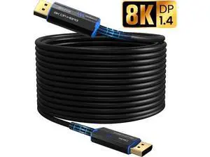 3.3FT 8K Fiber Optic DisplayPort 1.4 Cable, 32.4Gbps Slim DP to DP Cord Supports 8K@60Hz, 4K@144Hz, HDR-Black, HDCP2.2, 3D & VR Headset Compatible 3.3FT 8K Fiber Optic DisplayPort 1.4 Cable, 32.4Gbps Slim DP to DP Cord Supports 8K@60Hz, 4K@144Hz, HDR-Black, HDCP2.2, 3D & VR Headset Compatible